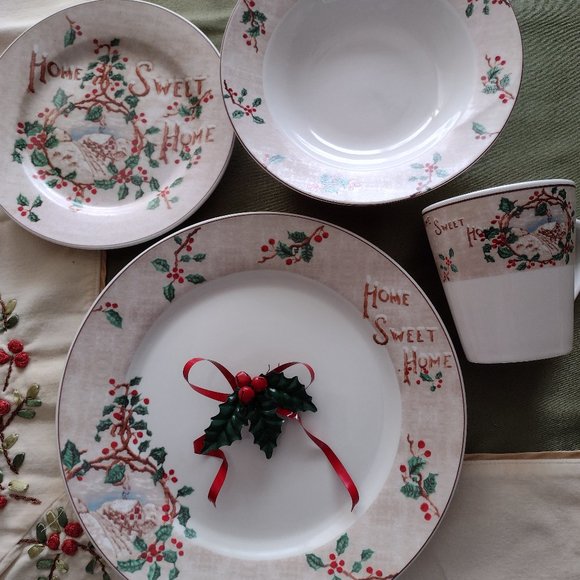 3rd set of 4. Dinnerware "Home Sweet Home" memories. Sold by individual sets. - Picture 1 of 16